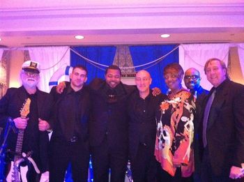 MOJO plays for the Center for the Visually Impaired at the True Blue Do. (Druid Hills GC, Atlanta. May 2, 2013) l-r, Bill Hatcher, Mace Hibbard, Melvin Jones, Scott, Azure McColl, Henry Conerway III, Geoff Haydon.