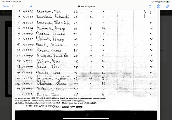 Look at no. 9: Mende, Misato
Last name was mis-spelled at Yokohama port.
Should of been correctly spelled Mente.