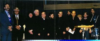 Gaber with former students immediately after his 85th Birthday Celebration Concert at Auer Hall at Indiana University School of Music.