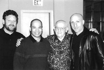 More Gaber with his students from left to right. Jeff Hamilton, Tom Toyama, (Mr. Gaber), Kenny Aronoff.