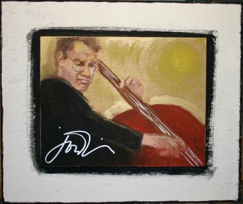 "Big Red Bass" / Charlie Haden / Acrylic on wood, mounted on wood / H 16' x W 19" / $400. + shipping
