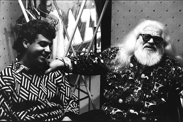 Hermeto Pascoal and Jovino Santos Neto backstage at Blue Note, New York City, c. 1990.
Photo by Tim Geaney