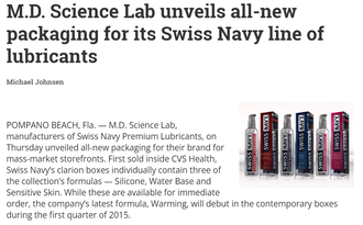 M.D. Science Lab's Swiss Navy Line of Lubricants Featured in Drugstore News