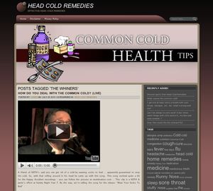 Image of web site for common cold cures featuring a reference to The Whiners song: Wear Your Socks to BEd