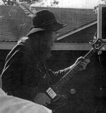 Berry Oakley,(of the Allman Brother's Band), Richard's friend and bass brother, playing Richard 's bass because Berry's own Guild wasn't working. This was during one of the 1969 Sunday afternoon jams for the hippies at the Forest Inn in Jacksonville, FL. These jams often included Duane Allman. One of these jams was where Richard introduced Red Dog to Duane Allman. Ask Red Dog.