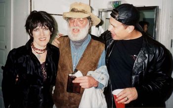 Lucinda Williams, Eric Von Schmidt & Richard Price backstage at a Connecticut show. Richard introduced Lucinda and Eric. Eric was a 60s folk blues hero for Lucinda. Richard used to jam with Eric in the 60's at his home on Siesta Beach in Sarasota, Florida learning folk & blues finger picking styles. Joan Baez, Bob Dylan, Maria Muldar and other greats used to visit and jam there.