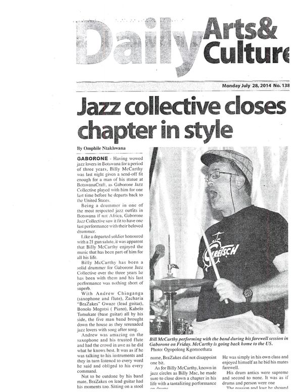 Recent 2014 article in the local Botswana press
