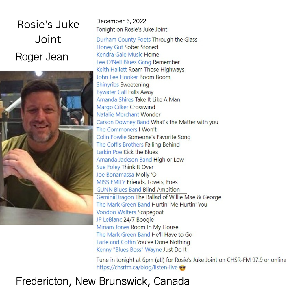 Roger Jean's Rosie's Juke Joint, CHSR FM