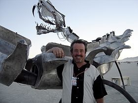 From my human family....my brother Charlie Gadeken with one of his sculptures at Burning Man. His latest art project was covered by NBC News at http://www.nbc11.com/news/16758915/detail.html