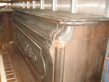 Unique curved sound flap on this Behr Bros, Piano is massive in height, one of the tallest and heaviest we have seen here, 64 inches tall