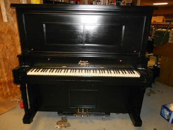 1914 Beckwith, Lots of missing parts were made in the shop, refinished in satin ebony, plastic key covers were replaced with reclaimed ivory. This one was picked out by a famous music personality but as always we protect the names of our clients