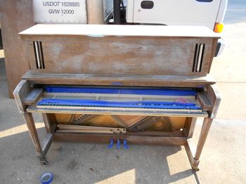 1996 Baldwin 243 HPO, Some of these years had MDF cabinets This one still actually had a wood cabinet, Almost all of these will have the vents broken on them in the top cover. Shown ready for Primer.