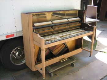 1949 Hamilton Studio after sanding, this piano other than the finish being trashed was mint mechanically.