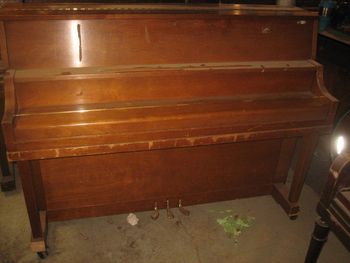 Yamaha P-22 Studio that came in pretty beat up case, keys were covered with stickers, Yamahas are notoriously hard to refinish due to nothing working on taking the old finishes off.