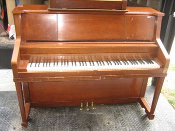 1964 Kohler & Campbell Studio Piano, This had a pretty beat up cabinet when it came in with lots of grafitti carved into the wood.