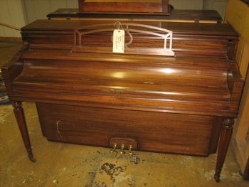 1957 Chickering when it came in, had some cabinet issues from years of neglect, Needed new key covers and alot of cleaning.