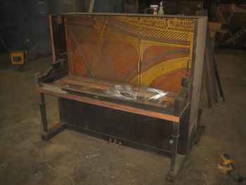 1915 Marshall & Wendall when the cabinet came in, This piano was totally rebuilt from the ground up after we refinished it.