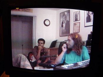 Guitarist Nicklas Dickerson and engineer Ryan Ball recording the Chillbilly Band's new CD, Paramus, NJ