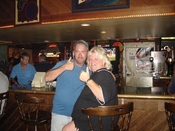 Our Good buddies & our biggest fans! Carol & Arnold Couldn't get them to stop dancing! (tee-hee) well, maybe long enough to take this picture!