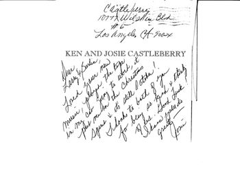 Received this thank-you in the mail one year after Josie was sent my Christmas CD. Josie used to be Ed McMahon's secretary. I wrote a theme song for the show "Star Search" as it was going into it's 11th season. It was highly considered for the show. It is a great song. I may just put it on the list after the holidays.
