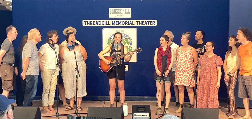 On stage for the New Folk winners concert at the Kerrville Folk Festival, June 2022