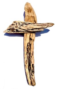 Medium size driftwood cross with curved cross bar