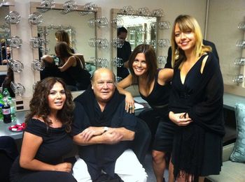 Backstage at the Balboa Theatre in San Diego - singing "coro" with Latin legend Leo Dan. In the photo: Alejandra Lopez, Leo Dan, Odette Diaz, Marti Walker