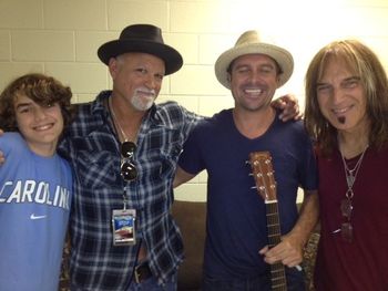 Chris Sanchez back stagge at Verizon Wireless Amphitheater after the show with Derek St. Holmes (Ted Nugent) and Dave Amato (REO Speedwagon)