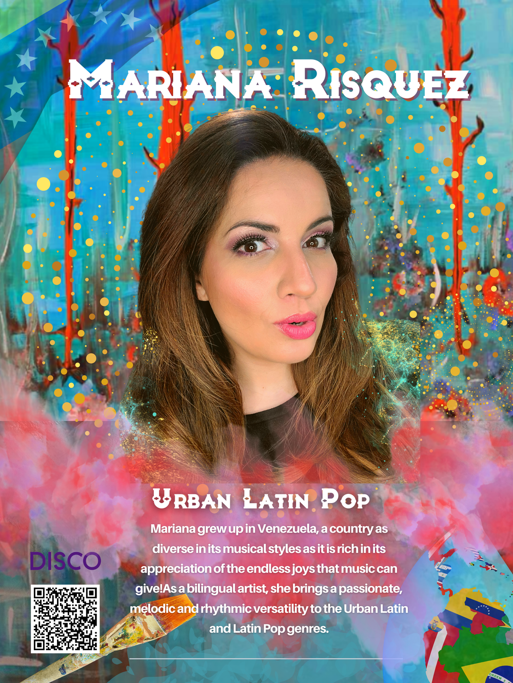 With a world music soul, from latin dancing, energetic, happy, bubbly, pop vibe tracks to empowering, dinamic, and acoustic tunes. Her music is for sure intentional and authentic.