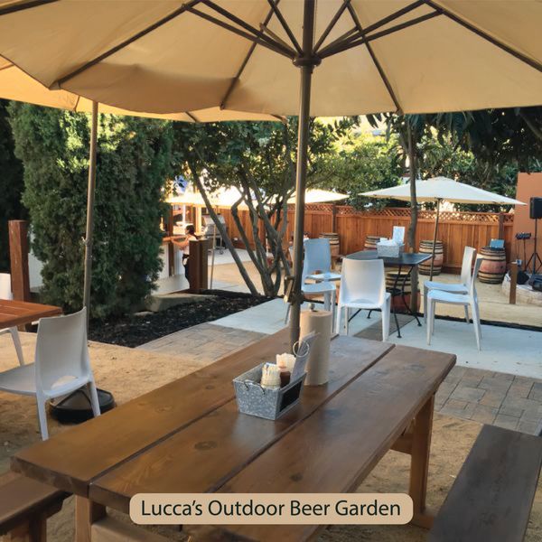 We're appearing a LUCCA'S on Friday, July 15 with Mike Gay, fab drummer East Bay drummer!
Lucca's Outdoor Beer Garden is a beautiful 3-tiered venue with a tiled dance floor, a large BBQ facility, and a terrific restaurant. It's a resort in downtown Benicia!