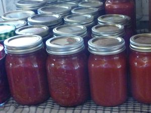 Canning tomatoes - preserving surprise harvest into chili sauce