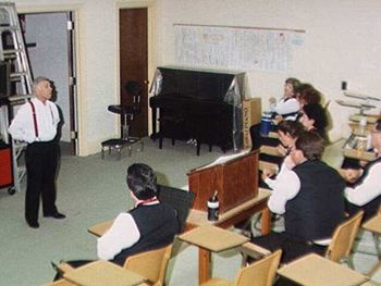 Before we started, we met in the Kenan Hall rehearsal room. Chuck wished us luck in our last performance with him as director.