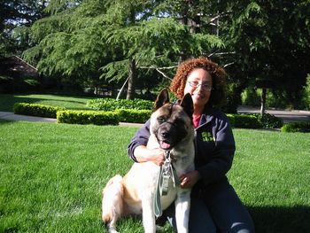 This Akita wears Prada! Ella (aka Yumi), rubs elbows with the rich & famous, negotiating sales & closing deals! Thanks Lynne, for loving her and giving her a job!