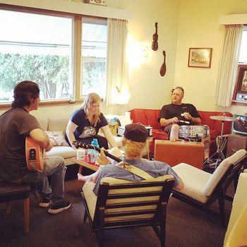 Barrett Tasky, Marja Johnson, Charlie Cheney, and Jamey Clark in the lobby at The Holiday - photo by melaniejane