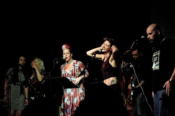 Genevieve Heyward, Andrea Wittgens, Ruby James, Morgan Rae, Greg Roteik, Landon Capelle (Keep It On, written/performed with Matt Spatol) at TAP - photo by Mike Riley