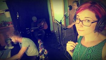 Dan O Stoffels, Craig Greenberg, Tae Popour, Lillie Lemon in the Nudio recording How Could I Go? - photo by Lillie Lemon