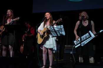 Jenny Bienemann, Genevieve Heyward, and Andrea Wittgens with Greg Roteik at Third Avenue Playhouse - photo by Teresa Young