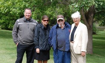 Recent photo of our family. From left to right. Our son Jerry, our daughter Stephanie, and lastly Dick and Edna.