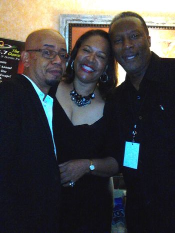 Tracey Whitney with Rod Kyle of Smooth Jazz Forever Productions and bassist Gerey Johnson at 103.7 the Oasis Live concert 8/31/14