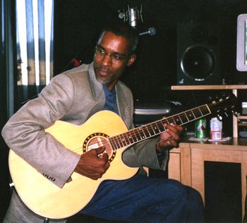Tracey Whitney's brother Ray Whitney Leary in the studio recording her "Love... A Fable In 9 Acts" CD.