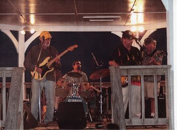 The House Band, Nauset Beach Bandstand, Orleans, MA, Steve Morgan, gtr, vocals, Peter Tighe, drums, vocals, Tony Kahn, vocals, gtr, Dave Gilmore bass.