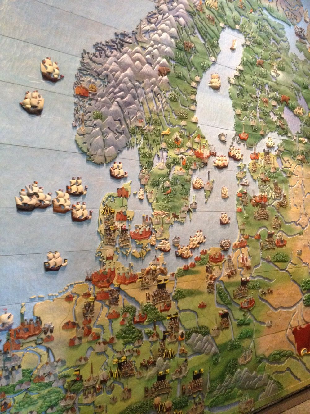 Then it was time to get on the plane to Sweden, and to visit Finland and Norway too. I’m so very grateful to Siv, Mattias, Andy, Saskya, Laura and many others for making my trip affordable, alternately thrilling and relaxing, productive and lovely in so many ways. This wooden map was in the Vasa museum in Stockholm.