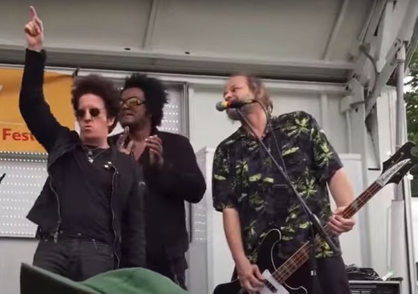 Willie Nile and Mr. Lou DeMartino playing in Joe D'Urso's band ad Rockland-Bergen Music Festival