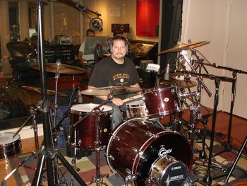 Travis Tritt drummer David Northrup recording drum tracks for MM's new album at Verge Recording Studio in Nashville, Tn