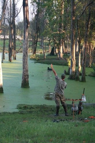Avery Pro-Staffer Dwayne Padgett and "Storm" take on the challenging down the shore/channell blind in the Green Tree Pond.