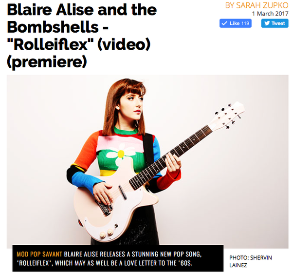 Detroit’s Blaire Alise possesses the soul of a ‘60s mod popster with all of the glorious harmonies of the British Invasion melded to the sweetest melodies of Detroit pop/soul via Motown. Her latest album, My Eye, highlights the range of Blaire Alise and the Bombshells’ super catchy music, loaded with cotton candy killer melodies and harmonies that could melt the coldest of hearts. Case in point is the group’s latest single “Rolleiflex” with its instantly memorable melodic line, splendid vocals, and its perfect chorus. As the song is about memories, Alise had the video entirely shot in Super 8 video, which paints the song’s historical influences.