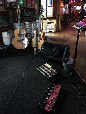 An old, more cumbersome setup I used to run. Fractal Audio and a Boss RC-50 Looper... Yikes!