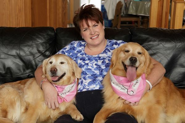 Aspen and Journey - this was taken after the diagnosis was confirmed and after the double mastectomy was performed, but before Chemo, Radiation and the other 10 surgeries. Love these girls!!!