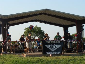 Us on stage at the 70th Engineer Battalion welcome home from Afganastan show. Thanks Major Heinz and the guys for having us. It was an honor to play for you and thanks again for our freedom!!!