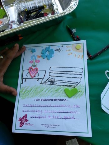 I am beautiful because... "I respect myself and others. I am a nurturing person, and I want everyone to feel special."